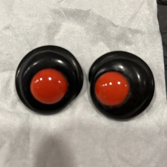Patricia Von Musulinpre- loved vintage silver with ebony wood & coral earrings